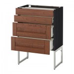 МЕТОД / ФОРВАРА Нплн шк 4 фронт/2 низк/2средн ящ - 60x37x60 см, Филипстад коричневый, под дерево черный