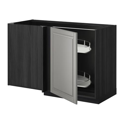 МЕТОД Угловой напол шкаф с выдвижн секц - под дерево черный, Будбин серый
