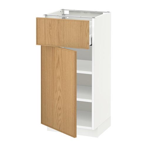 МЕТОД / МАКСИМЕРА Напольный шкаф с ящиком/дверью - белый, Экестад дуб, 40x37 см МЕТОД / МАКСИМЕРА Напольный шкаф с ящиком/дверью - белый, Экестад дуб, 40x37 см
