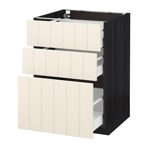 МЕТОД / МАКСИМЕРА Напольный шкаф с 3 ящиками - под дерево черный, Хитарп белый с оттенком, 60x60 см МЕТОД / МАКСИМЕРА Напольный шкаф с 3 ящиками - под дерево черный, Хитарп белый с оттенком, 60x60 см