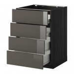 МЕТОД / ФОРВАРА Напольн шкаф 4 фронт панели/4 ящика - под дерево черный, Рингульт глянцевый серый, 60x60 см МЕТОД / ФОРВАРА Напольн шкаф 4 фронт панели/4 ящика - под дерево черный, Рингульт глянцевый серый, 60x60 см