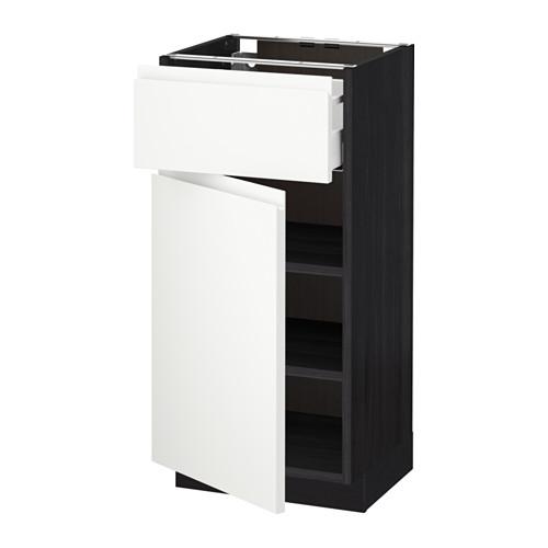 МЕТОД / МАКСИМЕРА Напольный шкаф с ящиком/дверью - под дерево черный, Воксторп белый, 40x37 см