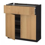 МЕТОД / ФОРВАРА Напольный шкаф+ящик/2дверцы - 80x37 см, Экестад дуб, под дерево черный МЕТОД / ФОРВАРА Напольный шкаф+ящик/2дверцы - 80x37 см, Экестад дуб, под дерево черный