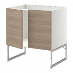 МЕТОД Напольн шкаф д раковины+2 двери - Брокхульт под грецкий орех светло-серый, МЕТОД Напольн шкаф д раковины+2 двери - Брокхульт под грецкий орех светло-серый,