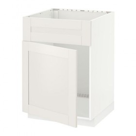 METOD напольный шкаф п-мойку с дв/фр пнл белый/Сэведаль белый 60x61.8 cm