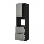 МЕТОД / МАКСИМЕРА Выс шк д/дхвк+двр/2фрнт/2выс ящ - под дерево черный, Будбин серый, 60x60x220 см