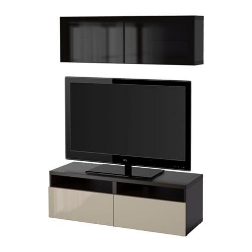 БЕСТО Шкаф для ТВ, комбин/стеклян дверцы - черно-коричневый/Сельсвикен глянцевый/бежевый/дымчатое стекло, направляющие ящика,нажимные БЕСТО Шкаф для ТВ, комбин/стеклян дверцы - черно-коричневый/Сельсвикен глянцевый/бежевый/дымчатое стекло, направляющие ящика,нажимные