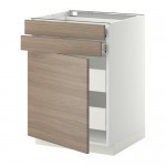 МЕТОД / ФОРВАРА Нплн шк двр/2фрнт/2нзк/2срд ящ - белый, Брокхульт под грецкий орех светло-серый, 60x60 см