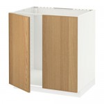 МЕТОД Напольн шкаф д раковины+2 двери - белый, Экестад дуб МЕТОД Напольн шкаф д раковины+2 двери - белый, Экестад дуб