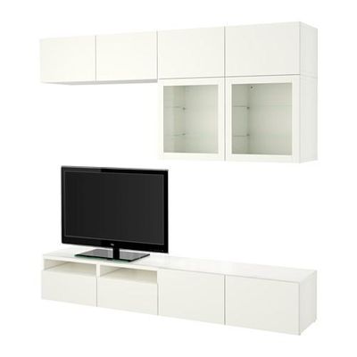 БЕСТО Шкаф для ТВ, комбин/стеклян дверцы - направляющие ящика,нажимные, Лаппвикен/Синдвик белый прозрачное стекло БЕСТО Шкаф для ТВ, комбин/стеклян дверцы - направляющие ящика,нажимные, Лаппвикен/Синдвик белый прозрачное стекло