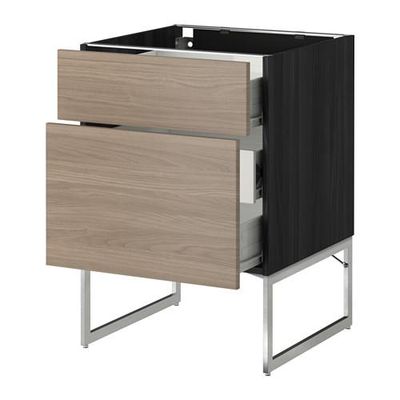 МЕТОД / ФОРВАРА Наполн шк 2 фрнт/3 средн ящ - 60x60x60 см, Брокхульт под грецкий орех светло-серый, под дерево черный