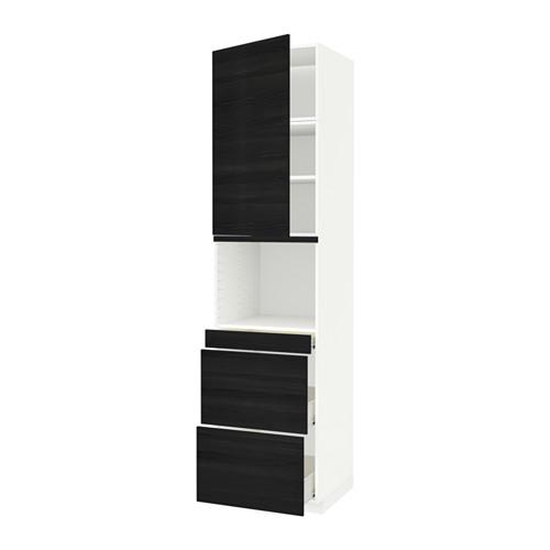 МЕТОД / ФОРВАРА Высокий шкаф д/СВЧ/дверца/3ящика - белый, Тингсрид под дерево черный, 60x60x240 см МЕТОД / ФОРВАРА Высокий шкаф д/СВЧ/дверца/3ящика - белый, Тингсрид под дерево черный, 60x60x240 см