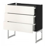 МЕТОД / ФОРВАРА Нплн шк 3 фрнт/3 средн ящика - 80x37x60 см, Веддинге белый, под дерево черный