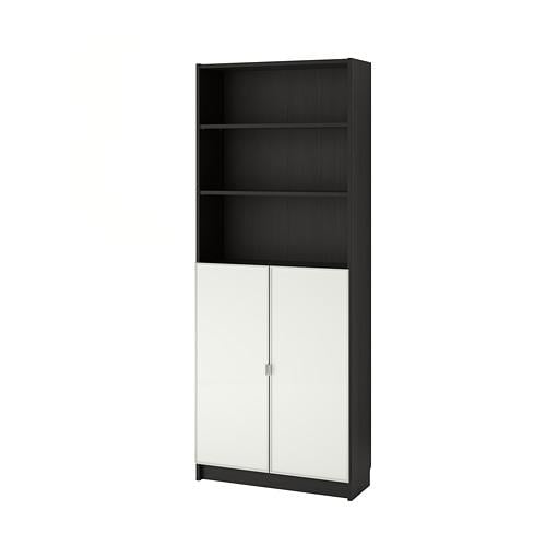 BILLY/MORLIDEN шкаф книжный со стеклянными дверьми черно-коричневый/стекло 80x30x202 cm