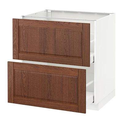 МЕТОД / МАКСИМЕРА Напольн шкаф 2фрнт/2выс ящ - 80x60 см, Филипстад коричневый, белый МЕТОД / МАКСИМЕРА Напольн шкаф 2фрнт/2выс ящ - 80x60 см, Филипстад коричневый, белый