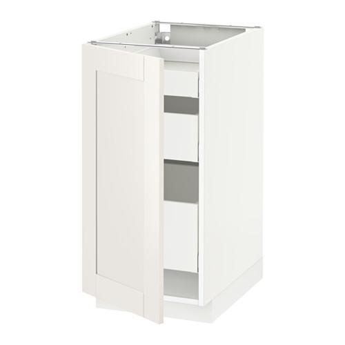 МЕТОД / МАКСИМЕРА Напольный шкаф с 1двр/3ящ - белый, Сэведаль белый, 40x60 см