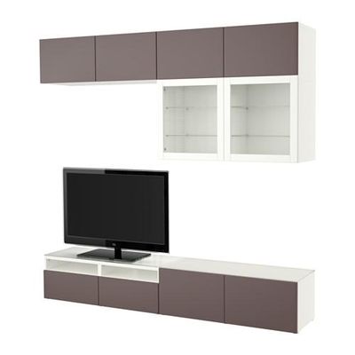 БЕСТО Шкаф для ТВ, комбин/стеклян дверцы - белый/Вальвикен темно-коричневый, прозрачное стекло, направляющие ящика,нажимные БЕСТО Шкаф для ТВ, комбин/стеклян дверцы - белый/Вальвикен темно-коричневый, прозрачное стекло, направляющие ящика,нажимные