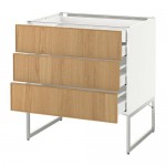 МЕТОД / МАКСИМЕРА Напольн шкаф 3фронт пнл/2низ/2ср ящ - белый, Экестад дуб, 80x60x60 см МЕТОД / МАКСИМЕРА Напольн шкаф 3фронт пнл/2низ/2ср ящ - белый, Экестад дуб, 80x60x60 см