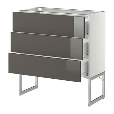 МЕТОД / ФОРВАРА Нплн шк 3 фрнт/3 средн ящика - 80x37x60 см, Рингульт глянцевый серый, белый МЕТОД / ФОРВАРА Нплн шк 3 фрнт/3 средн ящика - 80x37x60 см, Рингульт глянцевый серый, белый