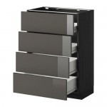 МЕТОД / ФОРВАРА Напольн шкаф 4 фронт панели/4 ящика - под дерево черный, Рингульт глянцевый серый, 60x37 см МЕТОД / ФОРВАРА Напольн шкаф 4 фронт панели/4 ящика - под дерево черный, Рингульт глянцевый серый, 60x37 см