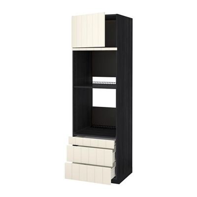 МЕТОД / ФОРВАРА Выс шкаф д/дхвк/комб дхвк+двр/3ящ - 60x60x200 см, под дерево черный, Хитарп белый с оттенком МЕТОД / ФОРВАРА Выс шкаф д/дхвк/комб дхвк+двр/3ящ - 60x60x200 см, под дерево черный, Хитарп белый с оттенком