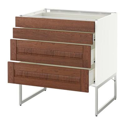 МЕТОД / ФОРВАРА Нплн шк 4 фронт/2 низк/2средн ящ - 80x60x60 см, Филипстад коричневый, белый