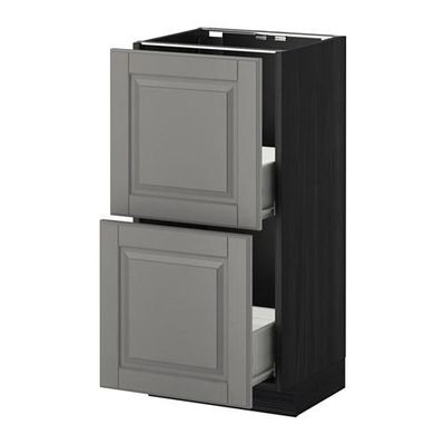 МЕТОД / ФОРВАРА Напольный шкаф с 2 ящиками - 40x37 см, Будбин серый, под дерево черный МЕТОД / ФОРВАРА Напольный шкаф с 2 ящиками - 40x37 см, Будбин серый, под дерево черный