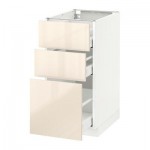 МЕТОД / МАКСИМЕРА Напольный шкаф с 3 ящиками - 40x60 см, Рингульт глянцевый кремовый, белый МЕТОД / МАКСИМЕРА Напольный шкаф с 3 ящиками - 40x60 см, Рингульт глянцевый кремовый, белый