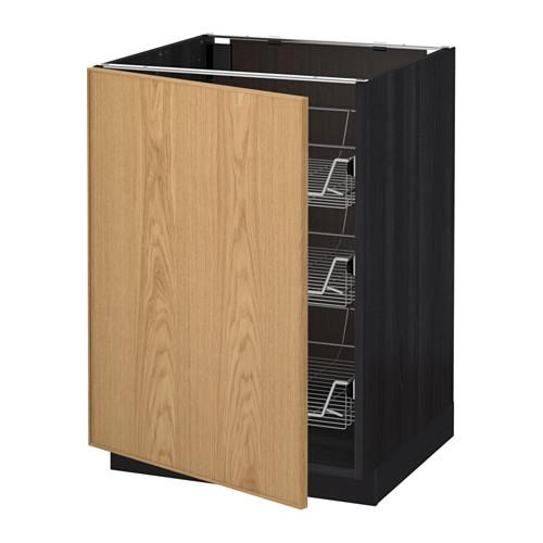 МЕТОД Напольный шкаф с проволочн ящиками - под дерево черный, Экестад дуб, 60x60 см МЕТОД Напольный шкаф с проволочн ящиками - под дерево черный, Экестад дуб, 60x60 см
