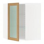 МЕТОД Углов навесн шк с полками/сткл дв - белый, Экестад дуб, 68x80 см МЕТОД Углов навесн шк с полками/сткл дв - белый, Экестад дуб, 68x80 см