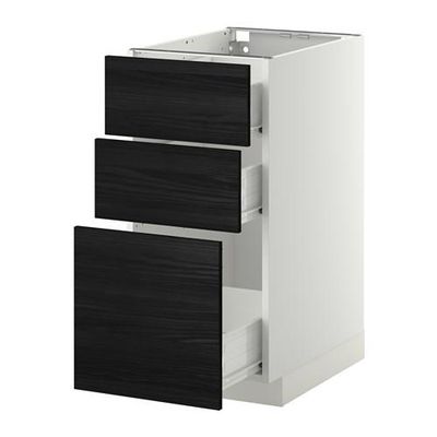 МЕТОД / ФОРВАРА Напольный шкаф с 3 ящиками - 40x60 см, Тингсрид под дерево черный, белый МЕТОД / ФОРВАРА Напольный шкаф с 3 ящиками - 40x60 см, Тингсрид под дерево черный, белый