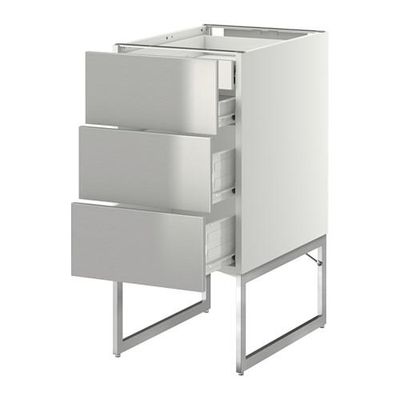 МЕТОД / ФОРВАРА Напольн шкаф 3фронт пнл/2низ/2ср ящ - 40x60x60 см, Гревста нержавеющ сталь, белый МЕТОД / ФОРВАРА Напольн шкаф 3фронт пнл/2низ/2ср ящ - 40x60x60 см, Гревста нержавеющ сталь, белый