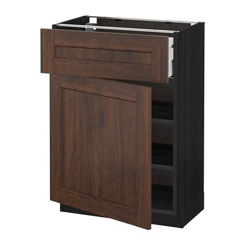 МЕТОД / МАКСИМЕРА Напольный шкаф с ящиком/дверью - под дерево черный, Эдсерум под дерево коричневый, 60x37 см МЕТОД / МАКСИМЕРА Напольный шкаф с ящиком/дверью - под дерево черный, Эдсерум под дерево коричневый, 60x37 см