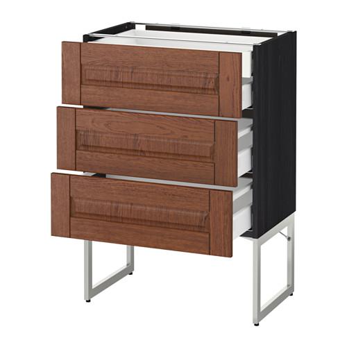 МЕТОД / МАКСИМЕРА Напольн шкаф 3фронт пнл/2низ/2ср ящ - под дерево черный, Филипстад коричневый, 60x37x60 см МЕТОД / МАКСИМЕРА Напольн шкаф 3фронт пнл/2низ/2ср ящ - под дерево черный, Филипстад коричневый, 60x37x60 см