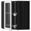 МЕТОД Углов навесн шк с врщ скц/сткл дв - под дерево черный, Ютис матовое стекло/алюминий, 68x80 см