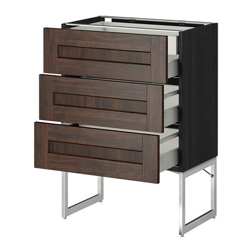 МЕТОД / МАКСИМЕРА Напольн шкаф 3фронт пнл/2низ/2ср ящ - под дерево черный, Эдсерум под дерево коричневый, 60x37x60 см МЕТОД / МАКСИМЕРА Напольн шкаф 3фронт пнл/2низ/2ср ящ - под дерево черный, Эдсерум под дерево коричневый, 60x37x60 см