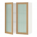 МЕТОД Навесной шкаф с полками/2 стекл дв - белый, Экестад дуб, 80x100 см МЕТОД Навесной шкаф с полками/2 стекл дв - белый, Экестад дуб, 80x100 см