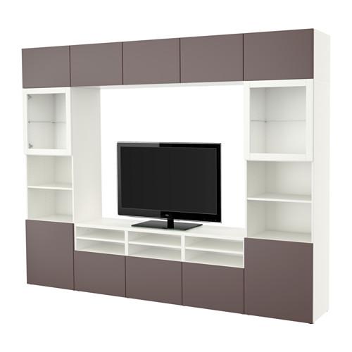 БЕСТО Шкаф для ТВ, комбин/стеклян дверцы - белый/Вальвикен темно-коричневый, прозрачное стекло, направляющие ящика,нажимные БЕСТО Шкаф для ТВ, комбин/стеклян дверцы - белый/Вальвикен темно-коричневый, прозрачное стекло, направляющие ящика,нажимные