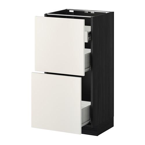 МЕТОД / ФОРВАРА Нап шкаф 2 фрнт пнл/1низк/2ср ящ - под дерево черный, Веддинге белый, 40x37 см