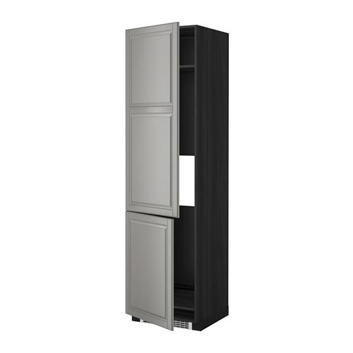 МЕТОД Высокий шкаф д/холод/мороз/2дверцы - под дерево черный, Будбин серый МЕТОД Высокий шкаф д/холод/мороз/2дверцы - под дерево черный, Будбин серый
