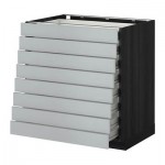 МЕТОД / ФОРВАРА Наполн шкаф 8 фронт/8 низк ящиков - 80x60 см, Веддинге серый, под дерево черный