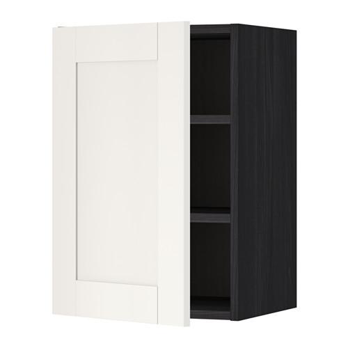 METOD шкаф навесной с полкой черный/Сэведаль белый 40x60 см