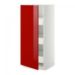 МЕТОД / МАКСИМЕРА Высокий шкаф с ящиками - 60x60x140 см, Рингульт глянцевый красный, белый
