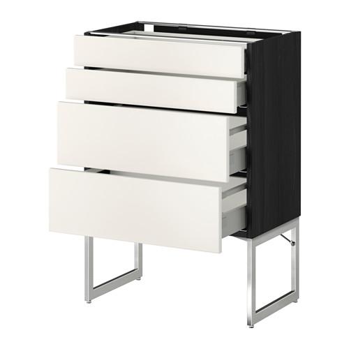 МЕТОД / МАКСИМЕРА Нплн шк 4 фронт/2 низк/2средн ящ - под дерево черный, Веддинге белый, 60x37x60 см