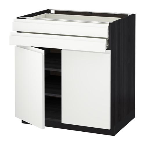 МЕТОД / ФОРВАРА Напольный шкаф/2дверцы/2ящика - под дерево черный, Воксторп белый