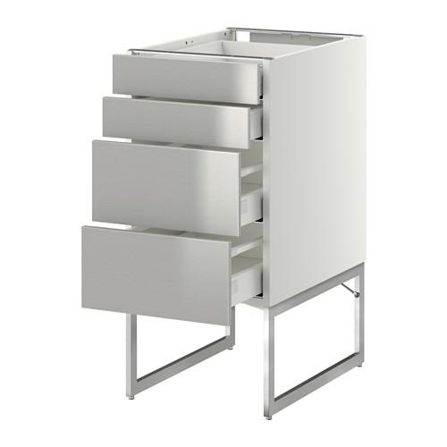 МЕТОД / МАКСИМЕРА Нплн шк 4 фронт/2 низк/2средн ящ - белый, Гревста нержавеющ сталь, 40x60x60 см