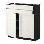 МЕТОД / ФОРВАРА Напольный шкаф/2дверцы/2ящика - Лаксарби белый, под дерево черный МЕТОД / ФОРВАРА Напольный шкаф/2дверцы/2ящика - Лаксарби белый, под дерево черный