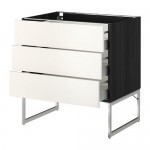 МЕТОД / МАКСИМЕРА Нплн шк 3 фрнт/3 средн ящика - под дерево черный, Веддинге белый, 80x60x60 см