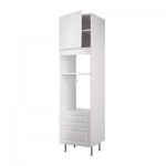 ФАКТУМ Высок шкаф для СВЧ/духов+ящ/дверь - Лидинго белый с оттенком, 60x233 см