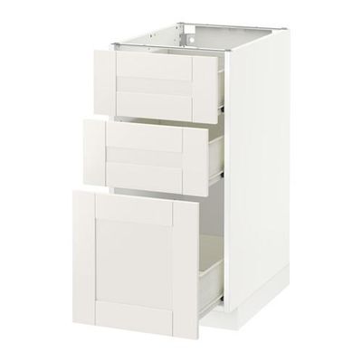 МЕТОД / ФОРВАРА Напольный шкаф с 3 ящиками - 40x60 см, Сэведаль белый, белый МЕТОД / ФОРВАРА Напольный шкаф с 3 ящиками - 40x60 см, Сэведаль белый, белый